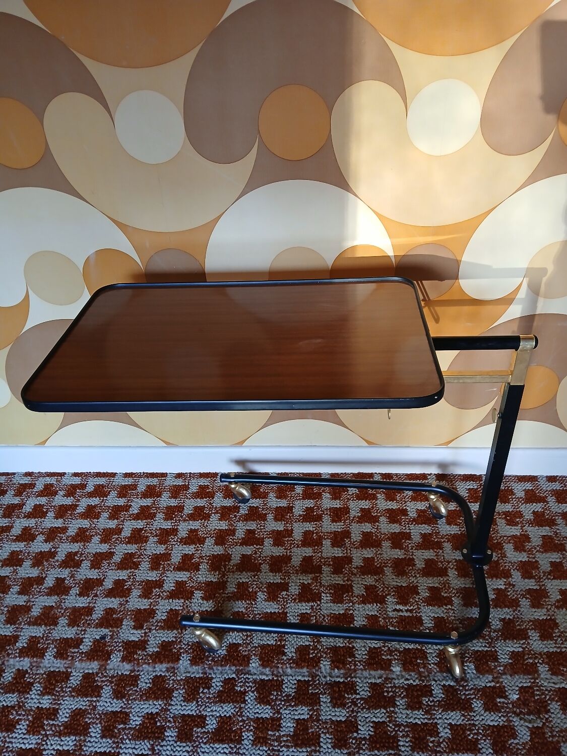 Adjustable rolling table in formica – Italian design by Damato – 1970s