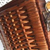 60'S braided wicker basket / hand bag