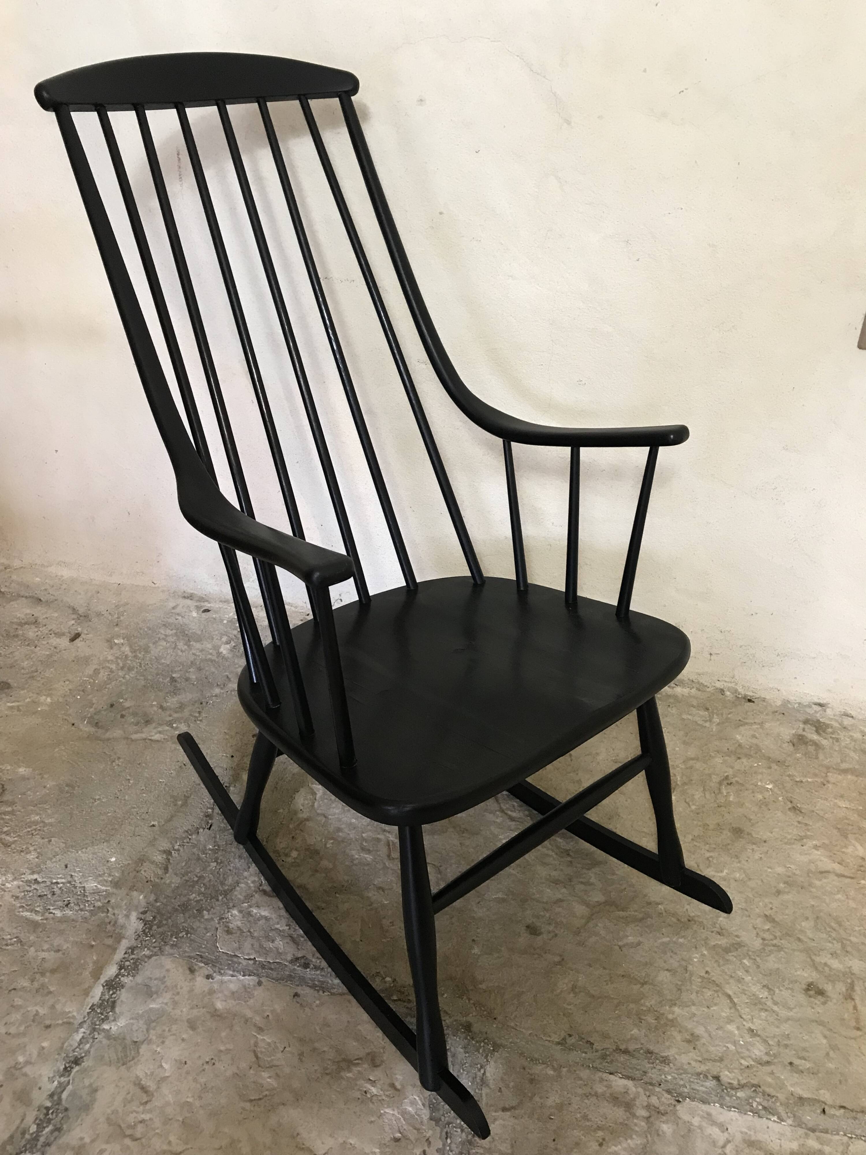 Grandessa Rocking Chair in Black Beech by Lena Larsson, 1960's
