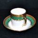 Green and gold litron coffee cup in Limoges porcelain BARDET 1950