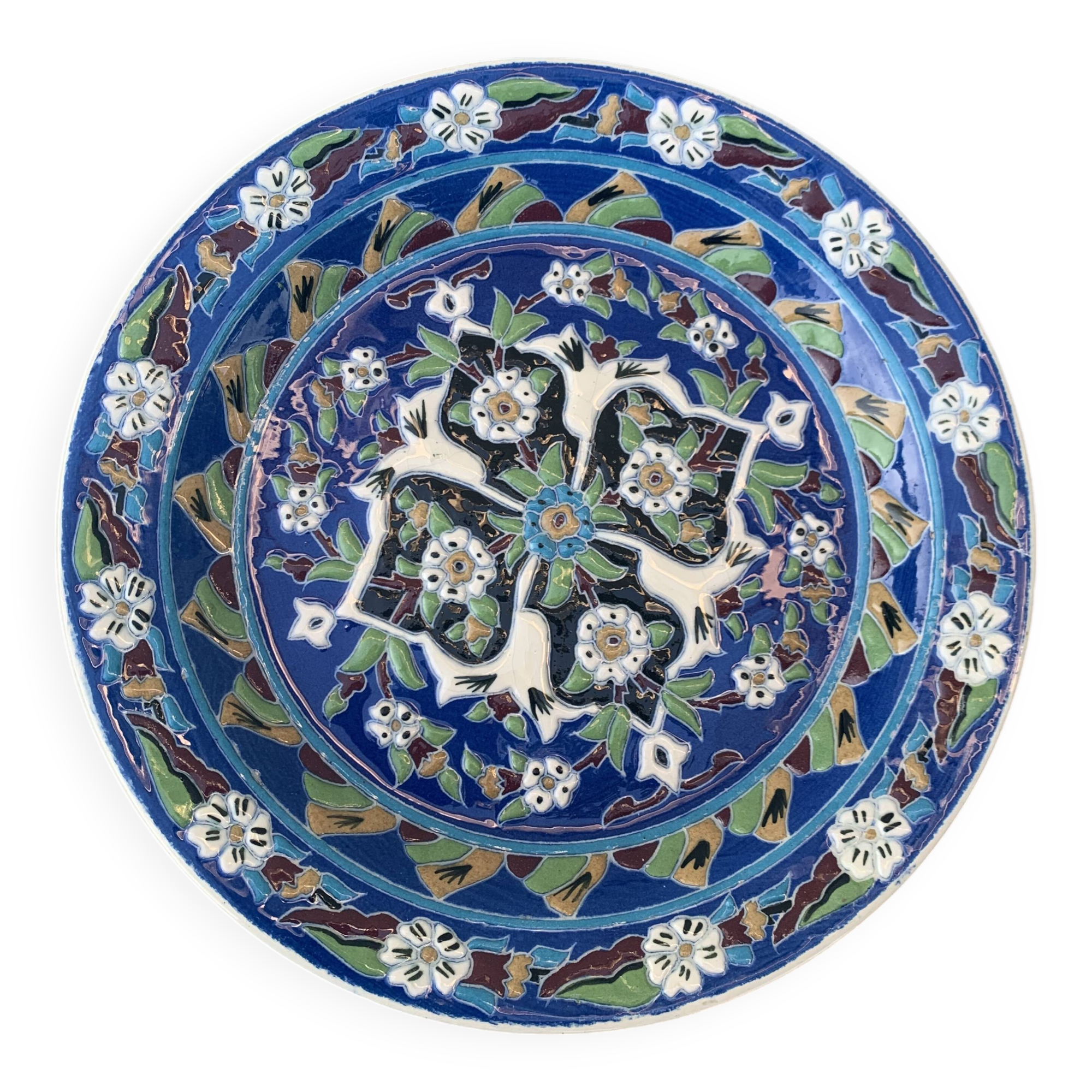 Handmade ceramic collector's plate, glazed with enamels, signed by Adiguzel Gini, Türkiye