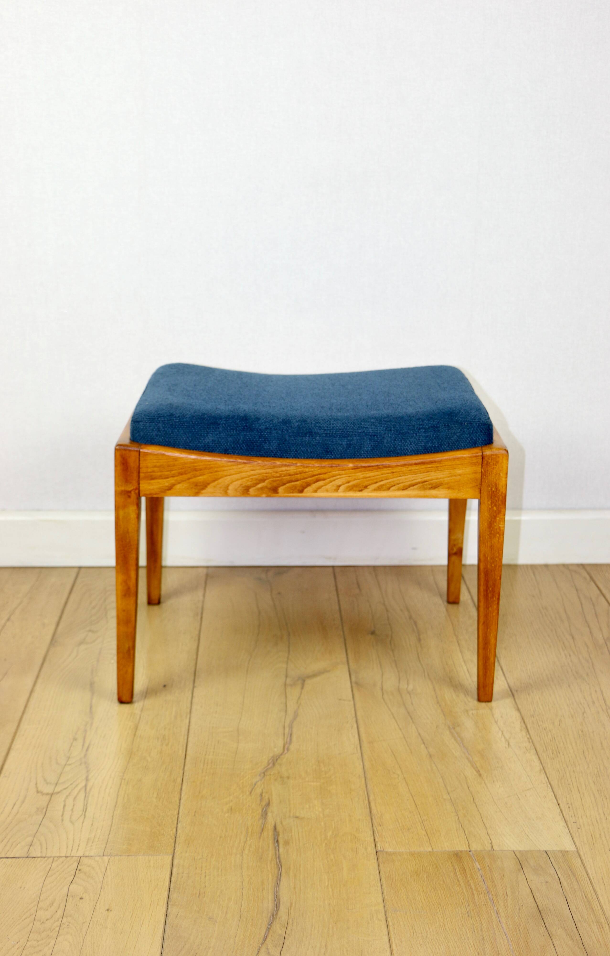 Stool seat navy blue structural fabric Art Deco - 2 pieces available