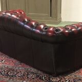 Red leather Chesterfield sofa - 70s