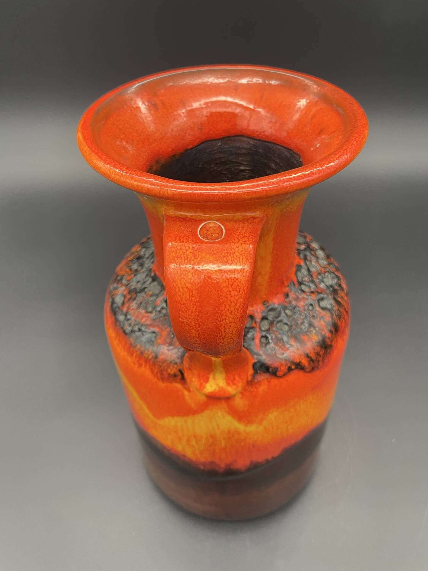 Vintage Jasba Fat Lava vase in orange and red – German ceramic from the year.