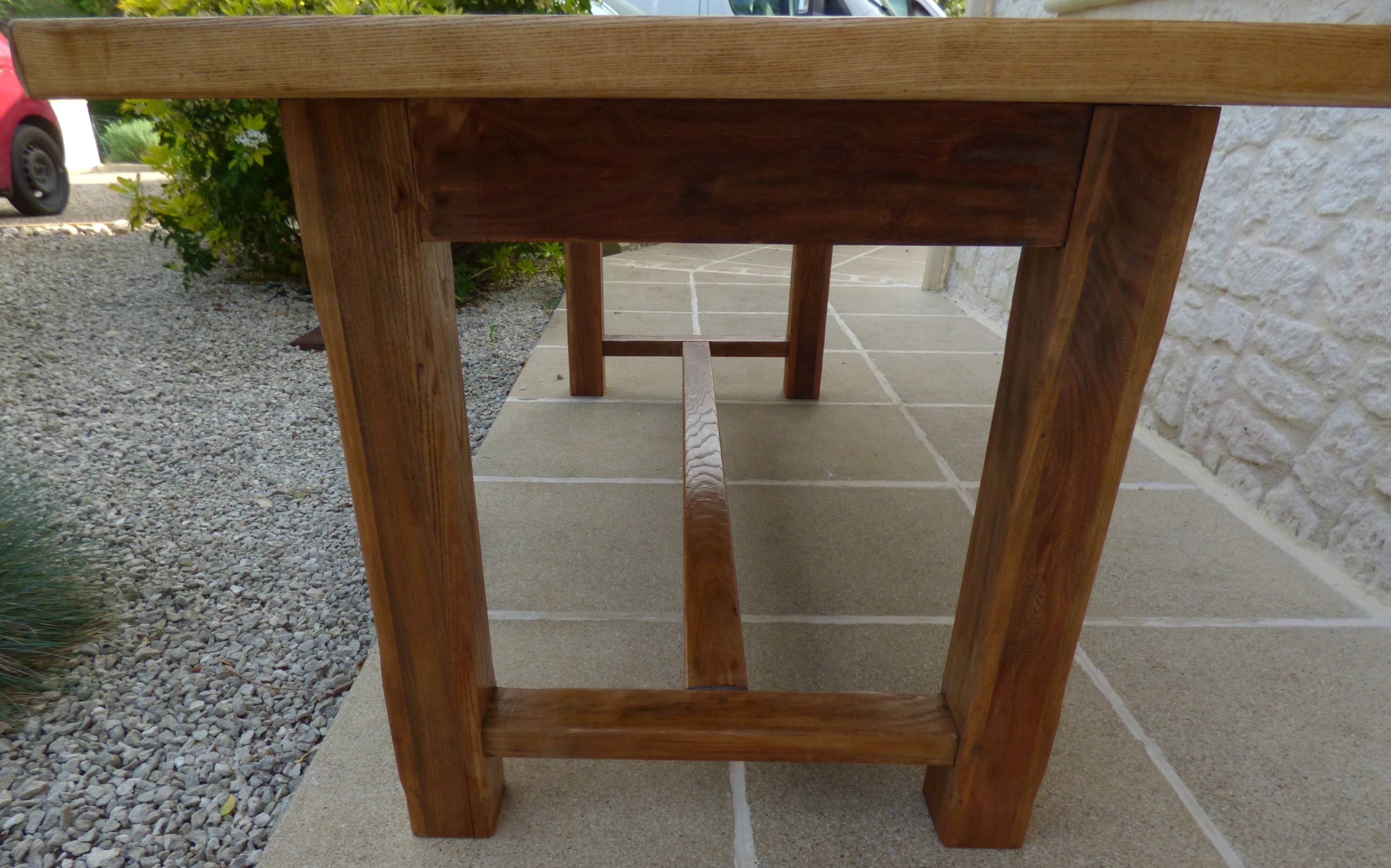 Farm table with 1 drawer in solid oak, natural colour - Totally res