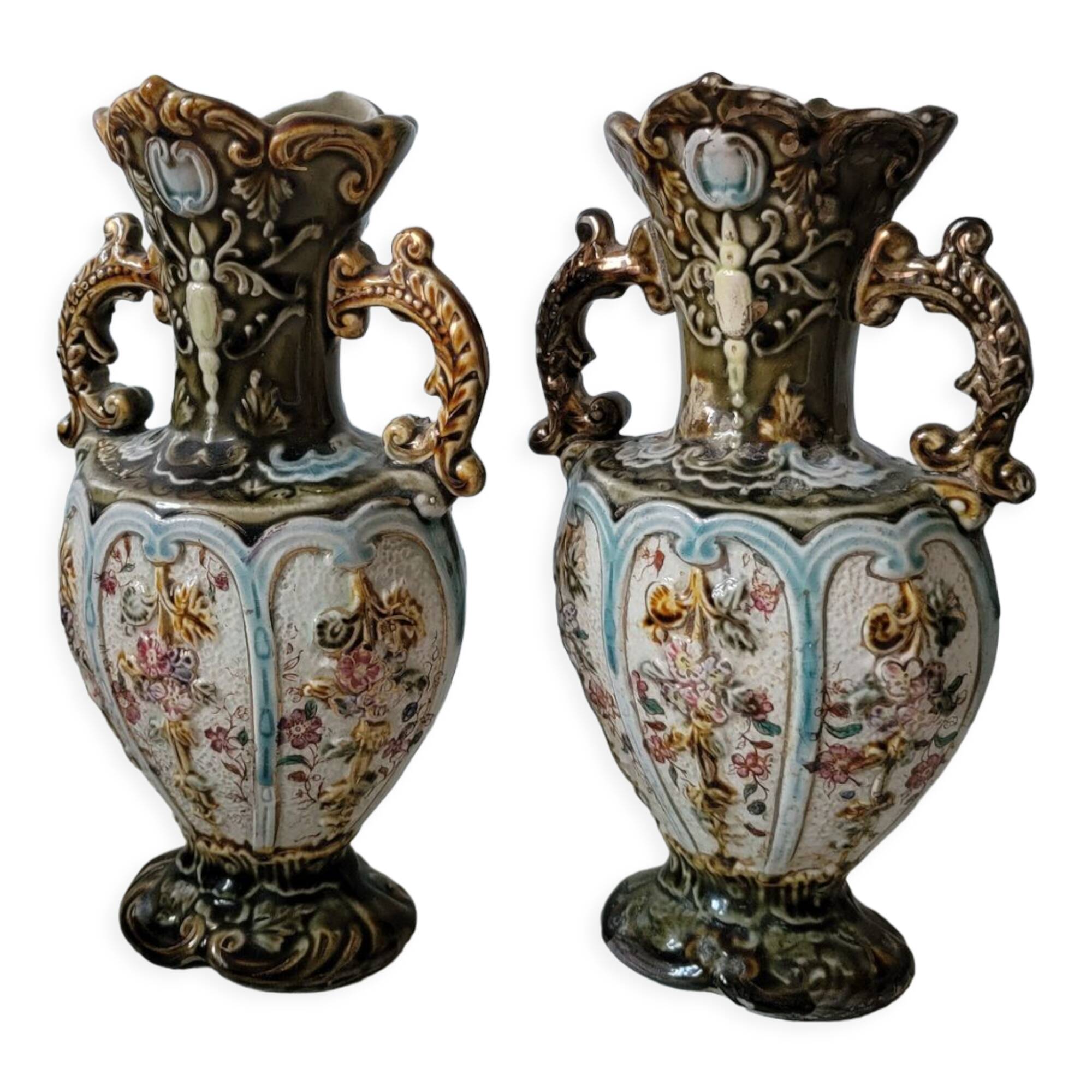 Duo of rococo vases