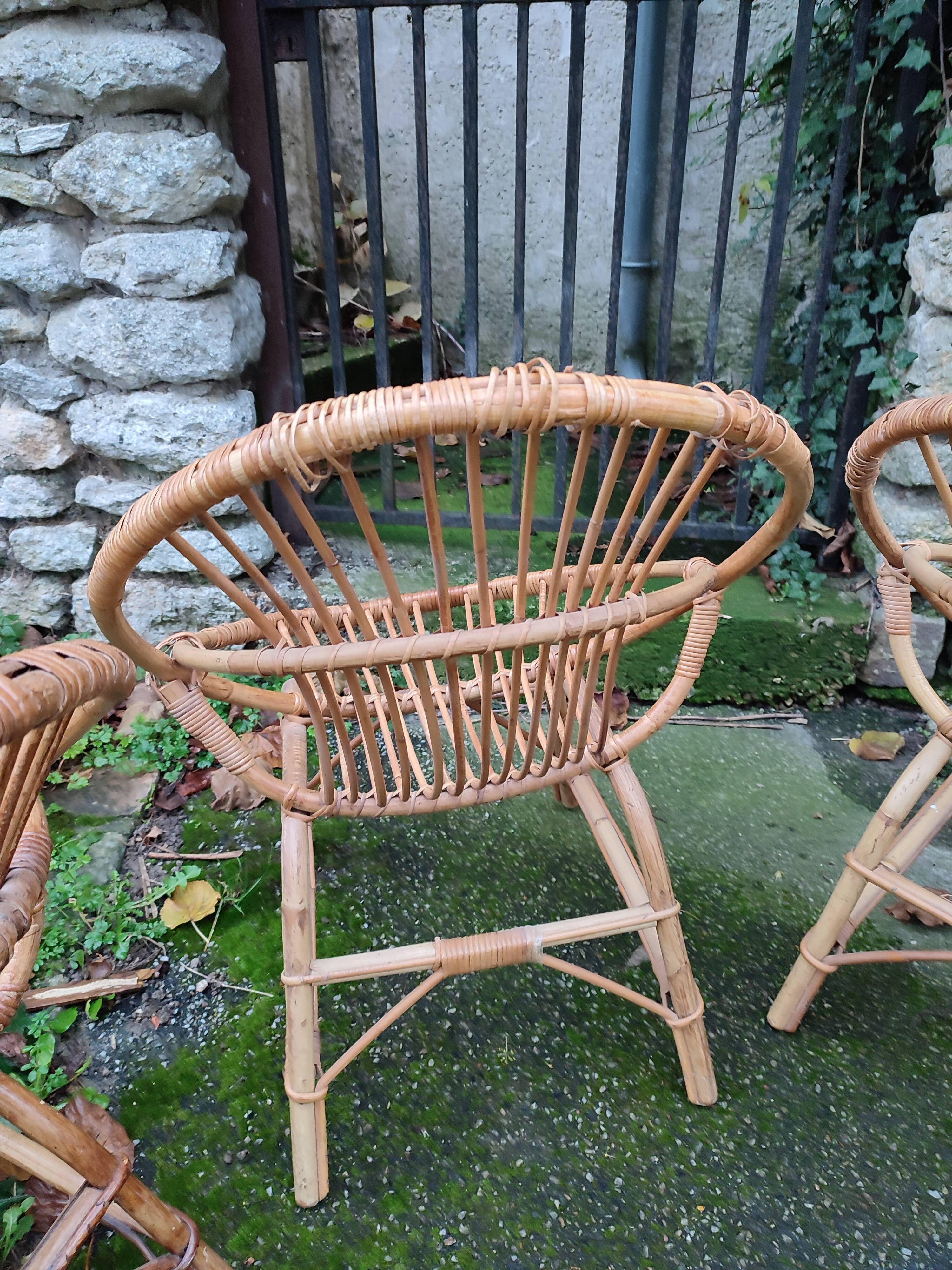 Suite of 4 vintage basket armchairs 1960