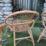Suite of 4 vintage basket armchairs 1960