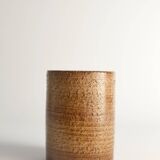 Scandinavian Modern Brown Cylindrical Vase, Jerk Werkmäster, Nittsjö Sweden 1960