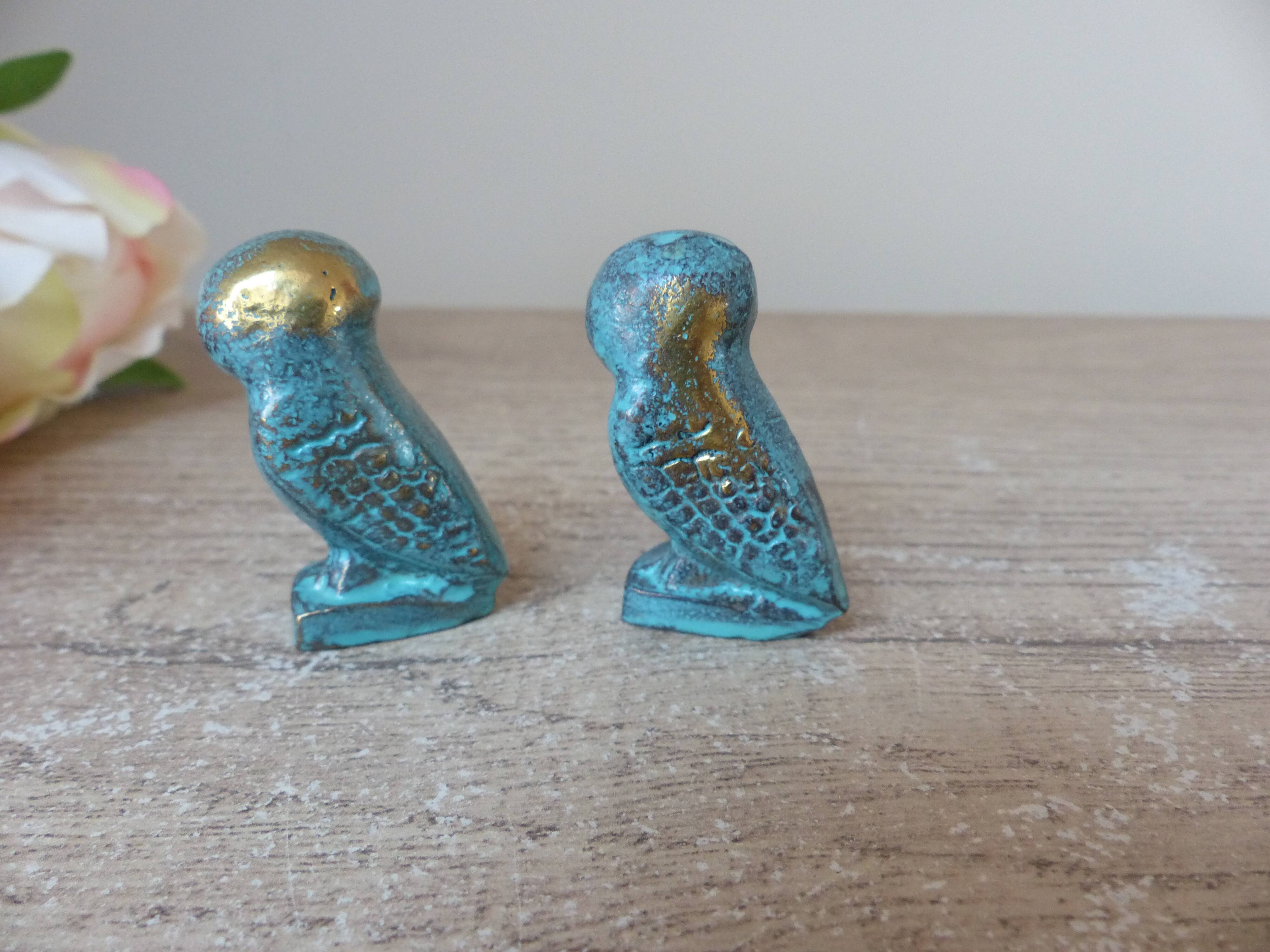 Set of two brass owls made in Greece