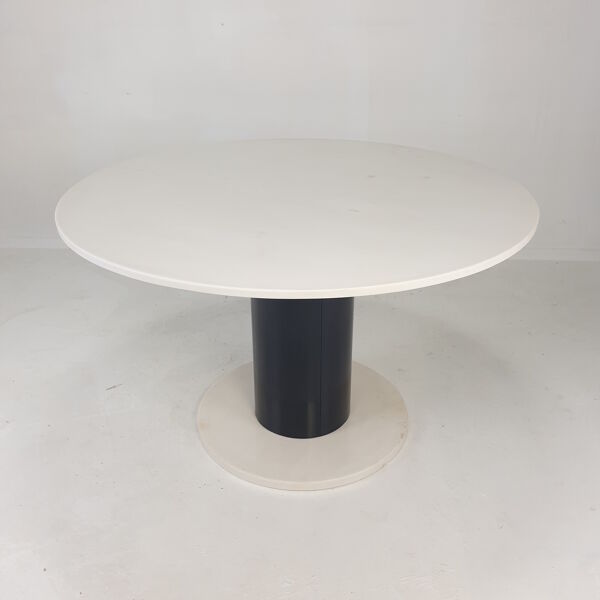 Table à manger ronde en marbre, années 1980