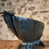 French Art Deco cast iron enamel planter – 1920s–1930s