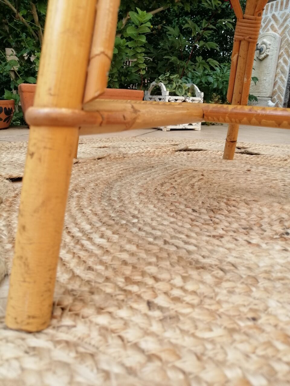 Series of 4 vintage rattan chairs.