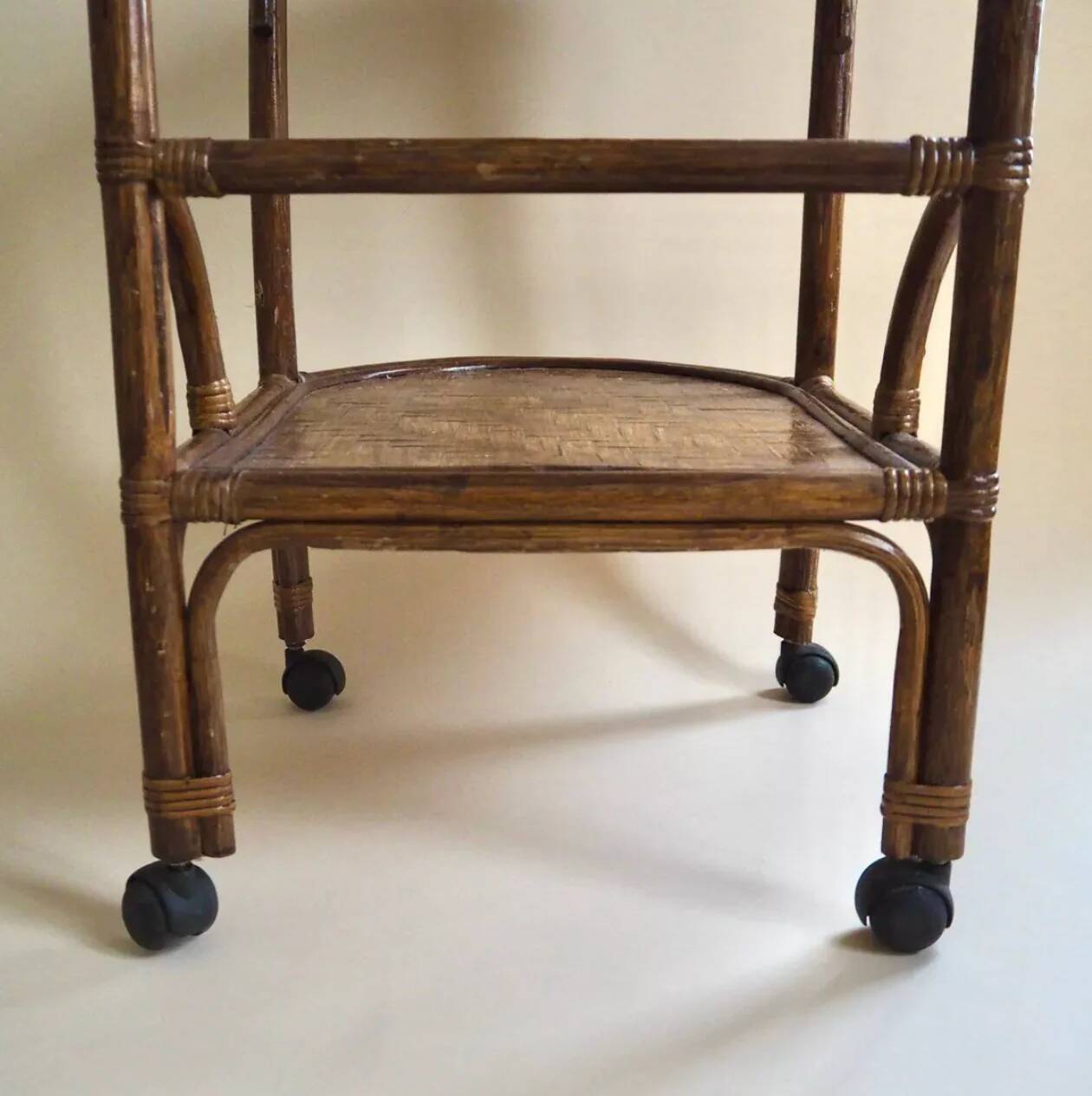 Rattan serving trolley