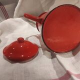 Vintage French coffee pot in red enamel metal