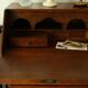 20th-century walnut slant-front secretary