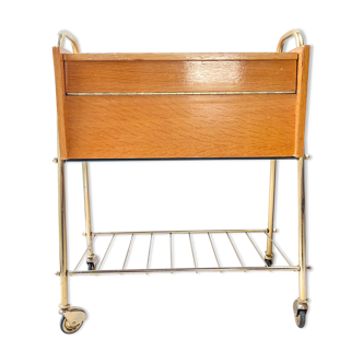 50s vintage roulette worker in wood and gold metal ~ Vintage sewing box ~ Sellet