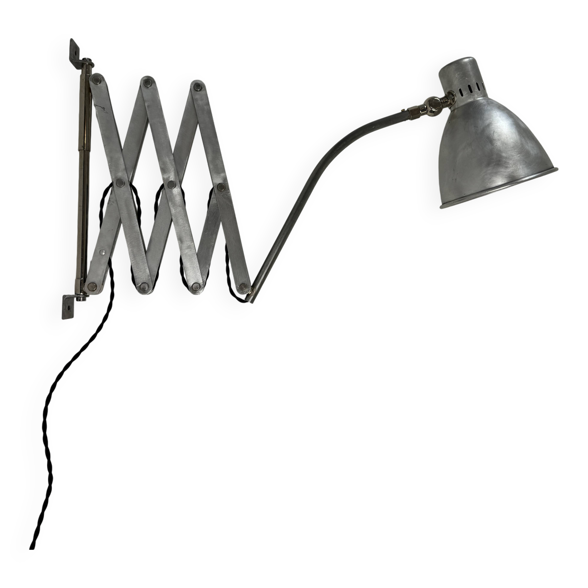 Antique large industrial accordion wall lamp