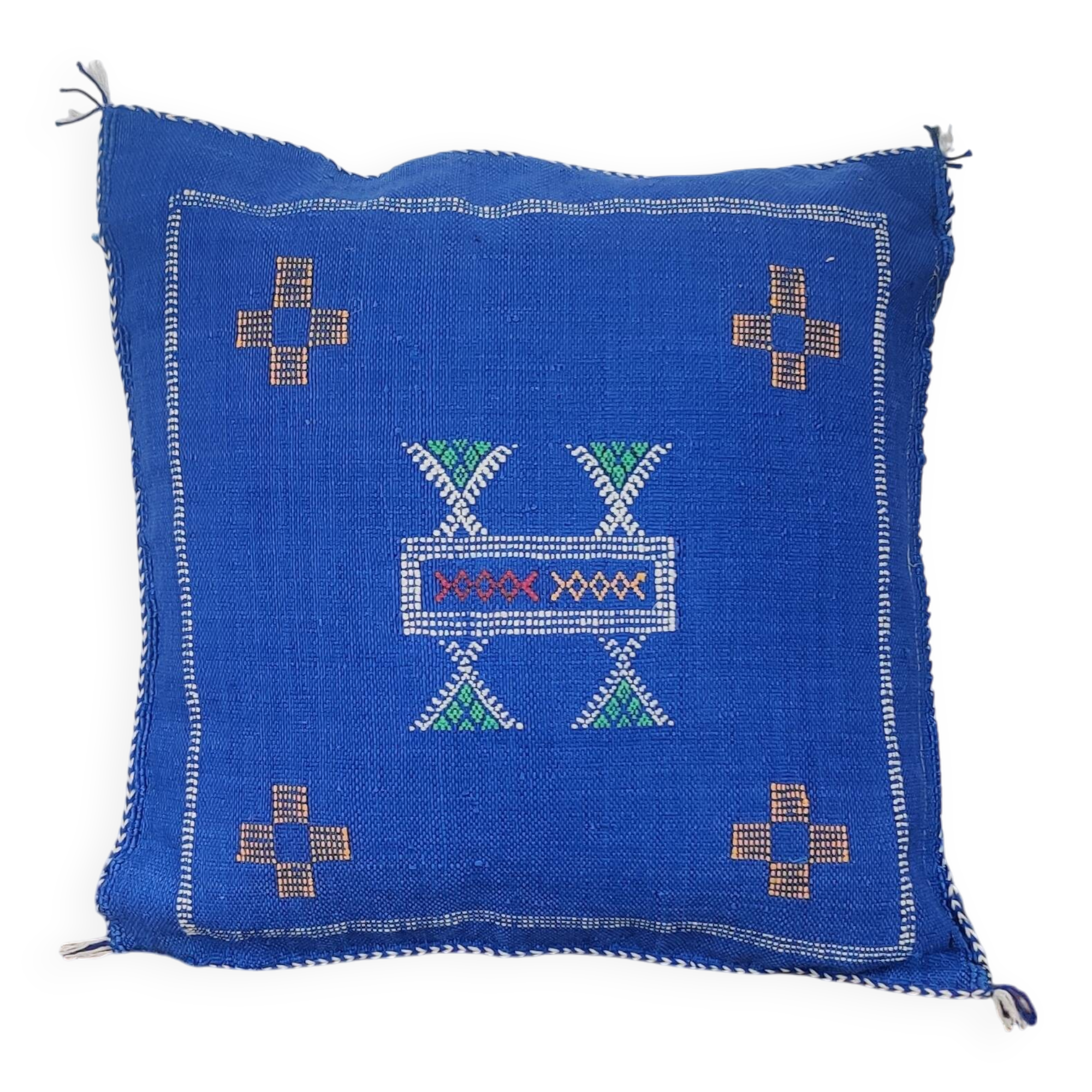 Blue Berber cactus silk cushion