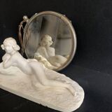 1940s Art Deco Double Sided Brass Round Wall Mirror