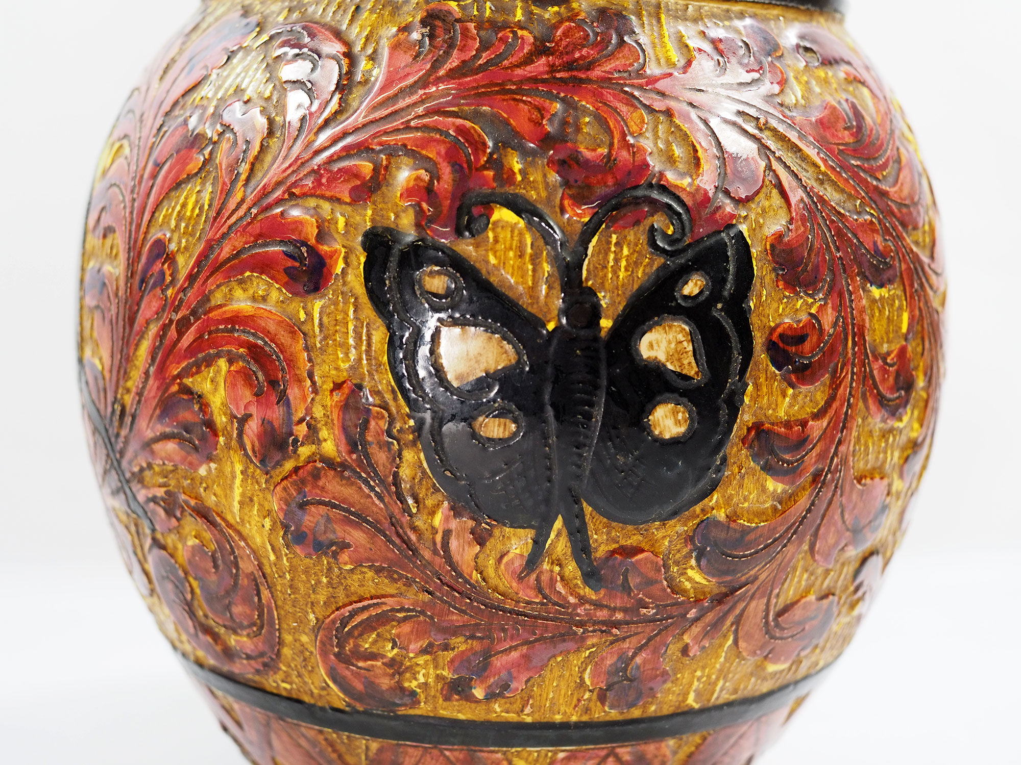 Mid-Century Carved and Glazed Italian Pottery Vase