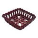 Fruit bowl in red slip, square shape, enamelled ceramic, old