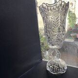 Polished and frosted molded crystal vase – Mid-20th century