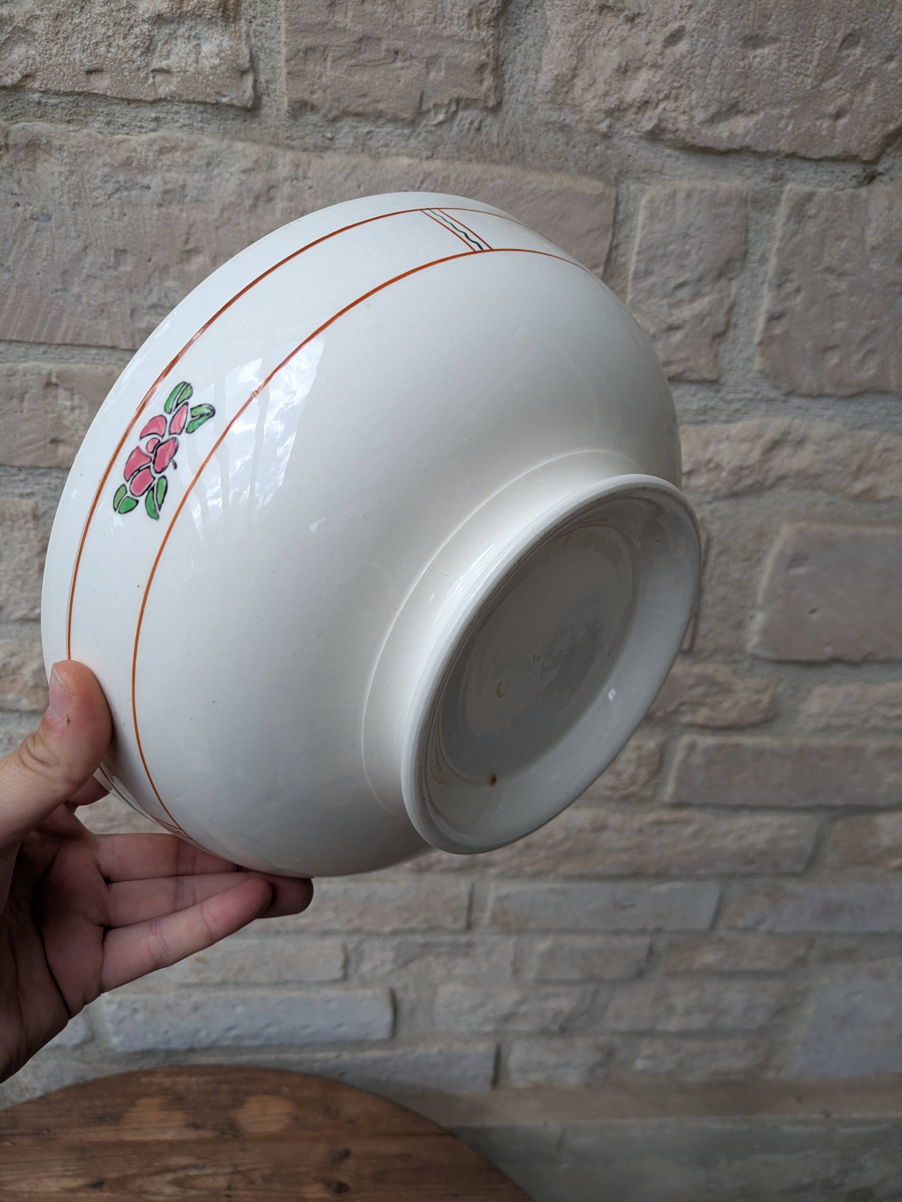 Vintage ironstone salad bowl Salins model Nénuphar 28cm