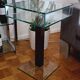 Very beautiful Marais International design pedestal table in 10mm clear glass