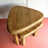 Vintage brutalist nesting tables in solid wood, design