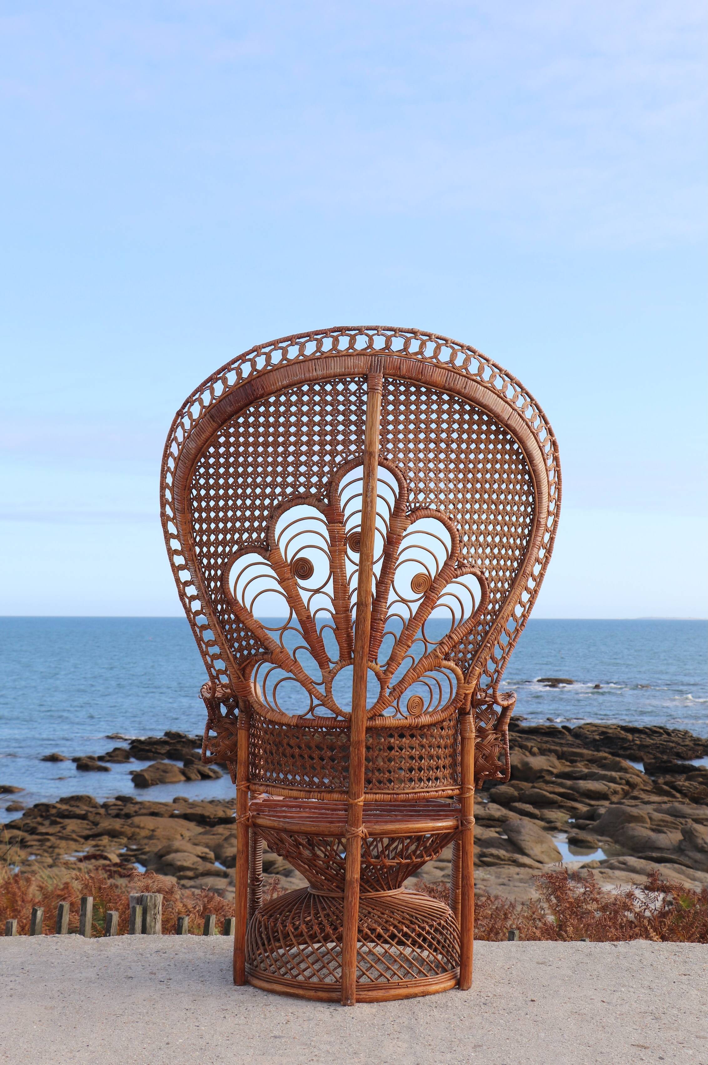 "Emmanuelle" armchair (Peacock chair) in rattan, 20th century