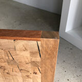 Decorative wooden top with checkerboard effect