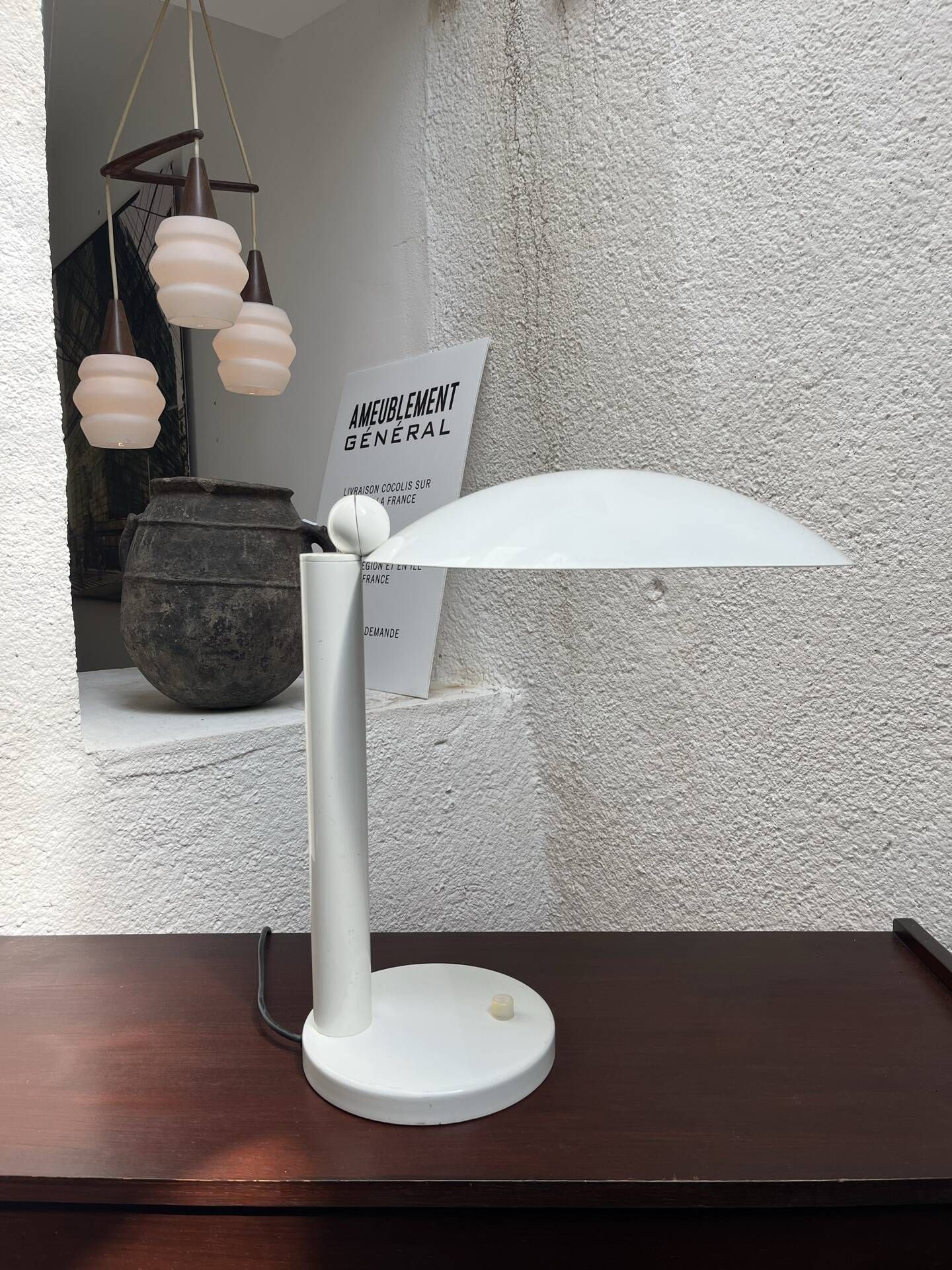 White Metal Desk Lamp 1980s