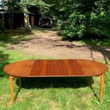 circular extendable table oak and teak Denmark 50s/60s
