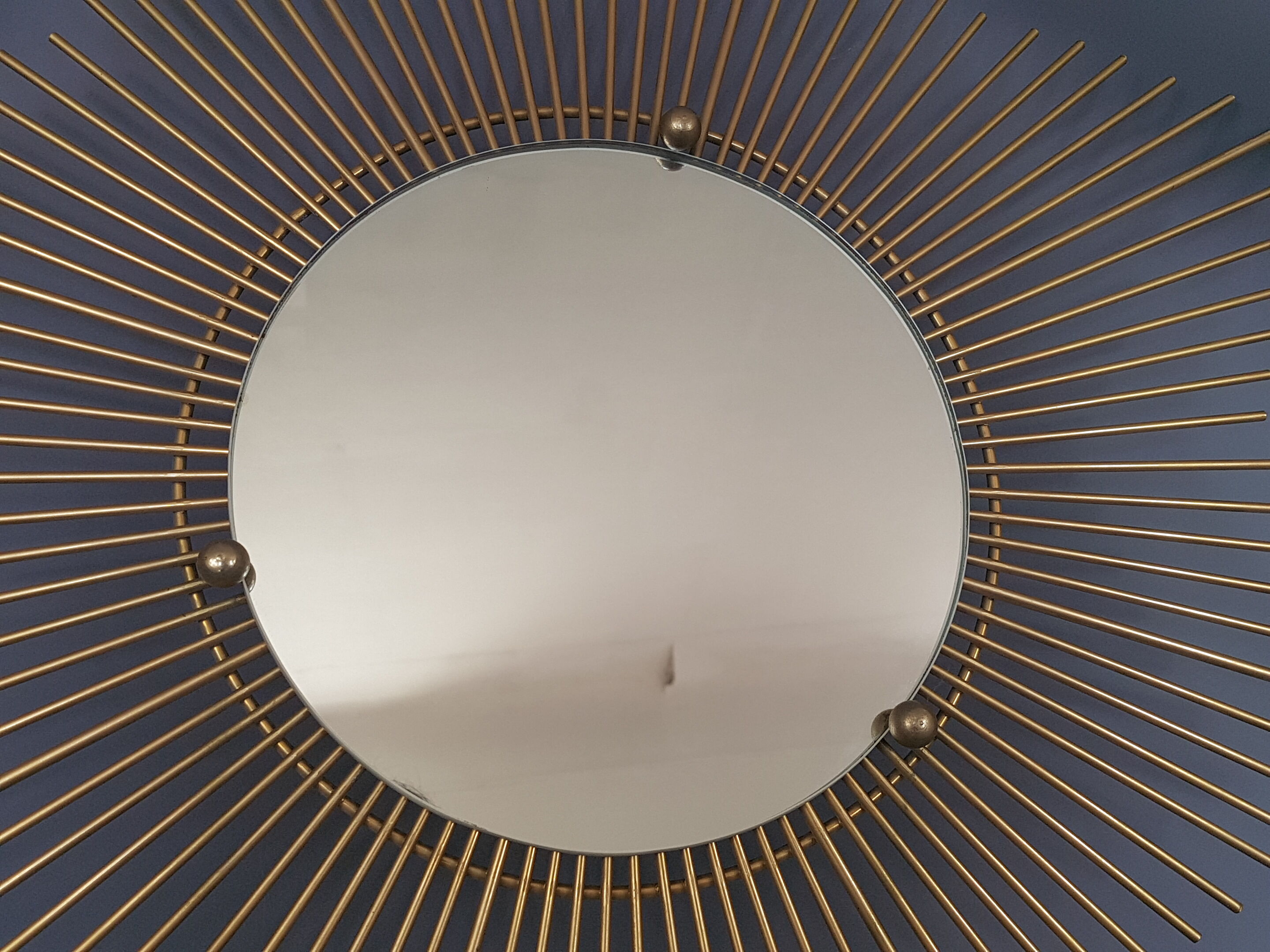 Large golden starry sun mirror vintage 70s 68cm