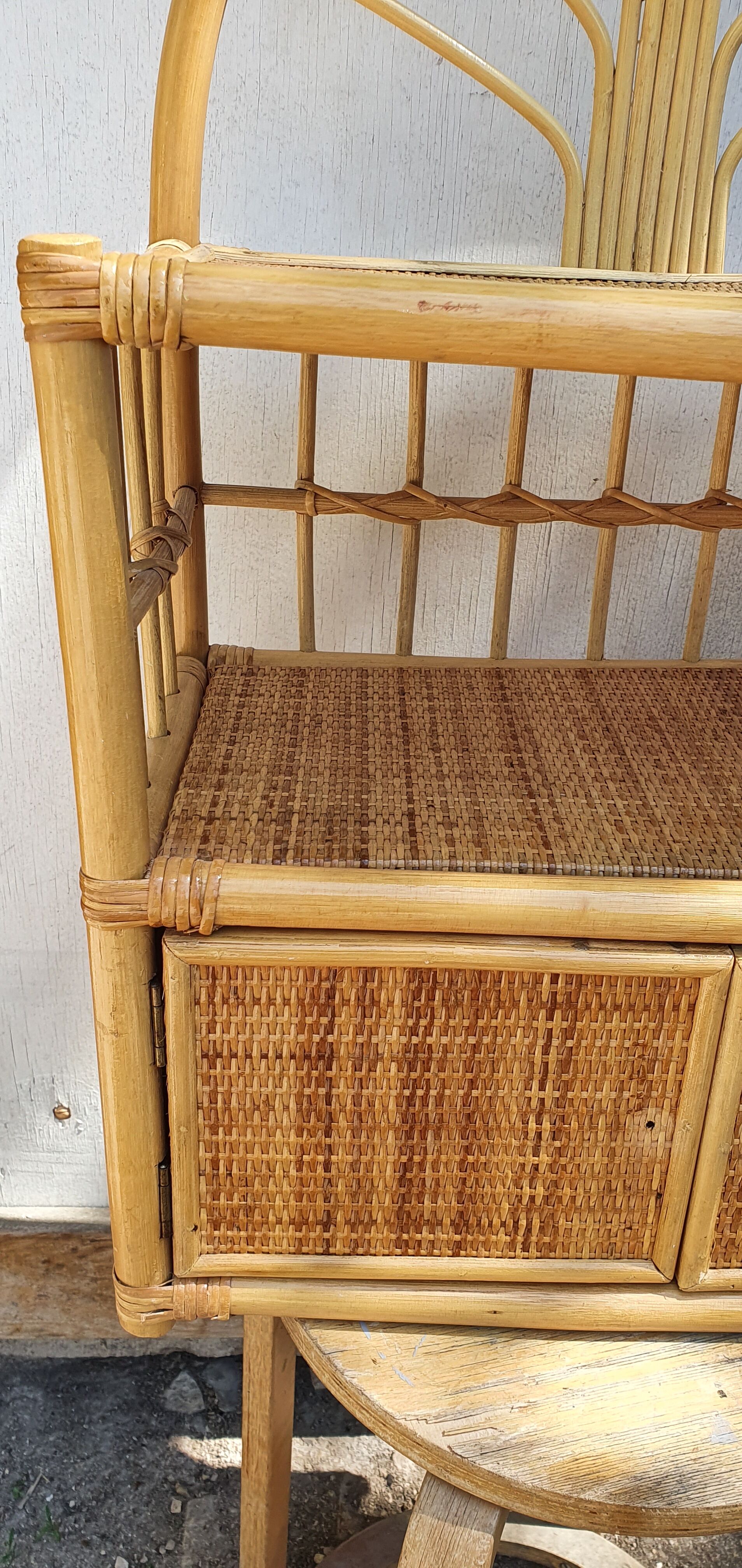 Vintage rattan bedside tables.