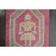 Vintage Turkish Oushak handmade wool cotton pink runner rug 85x370