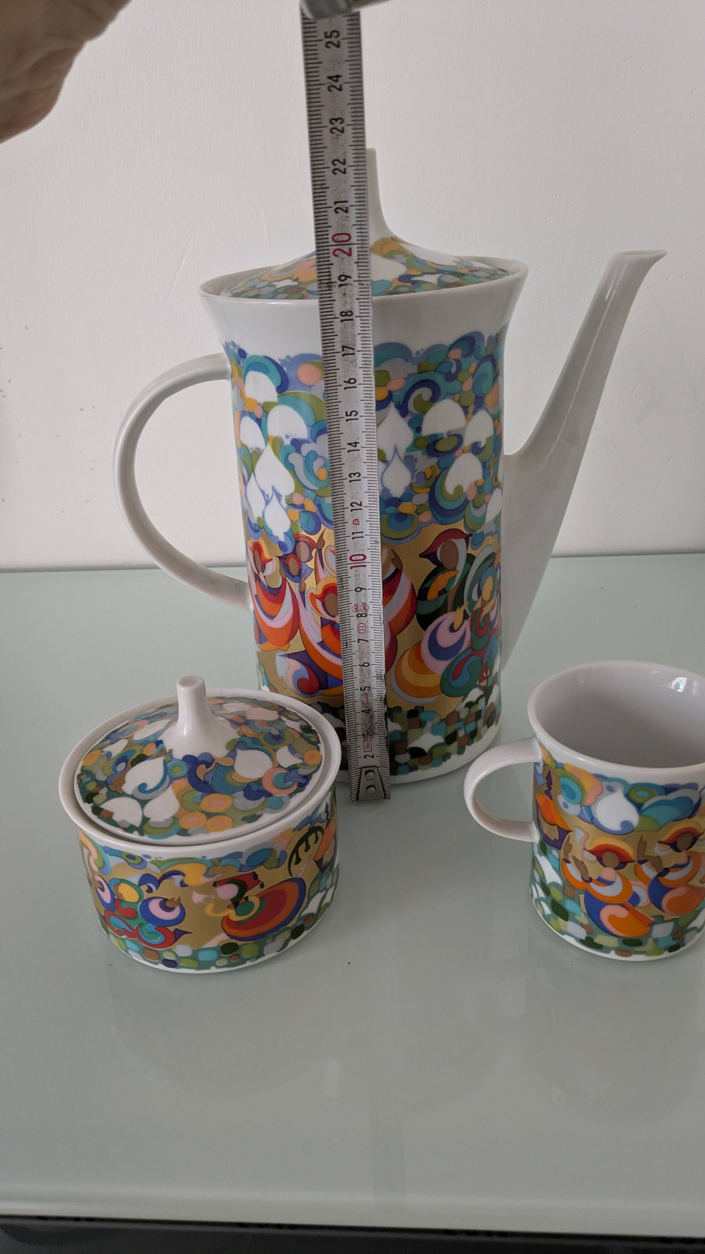 Coffee pot or teapot, sugar bowl and milk jug Petruschka Rosenthal