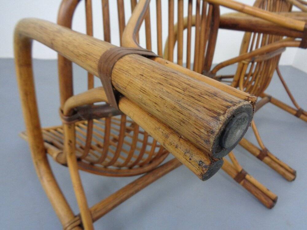 Set of Italian Bamboo Armchairs, 1970s