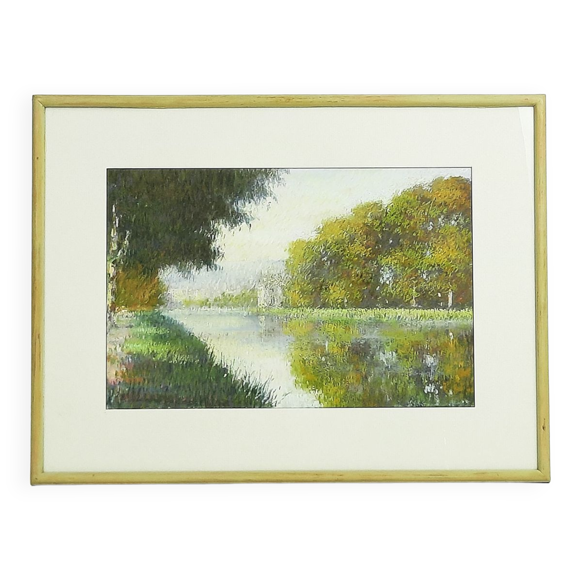 Pastel représentant un paysage au bord de l'eau par Gregory Davies