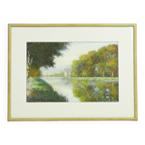 Pastel représentant un paysage au bord de l'eau par Gregory Davies