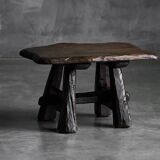 Rustic Hand-Carved Side Table, France, 19th Century