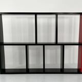 Vintage modular Dodona 300 black and red plastic bookcase for Artemide in 1970