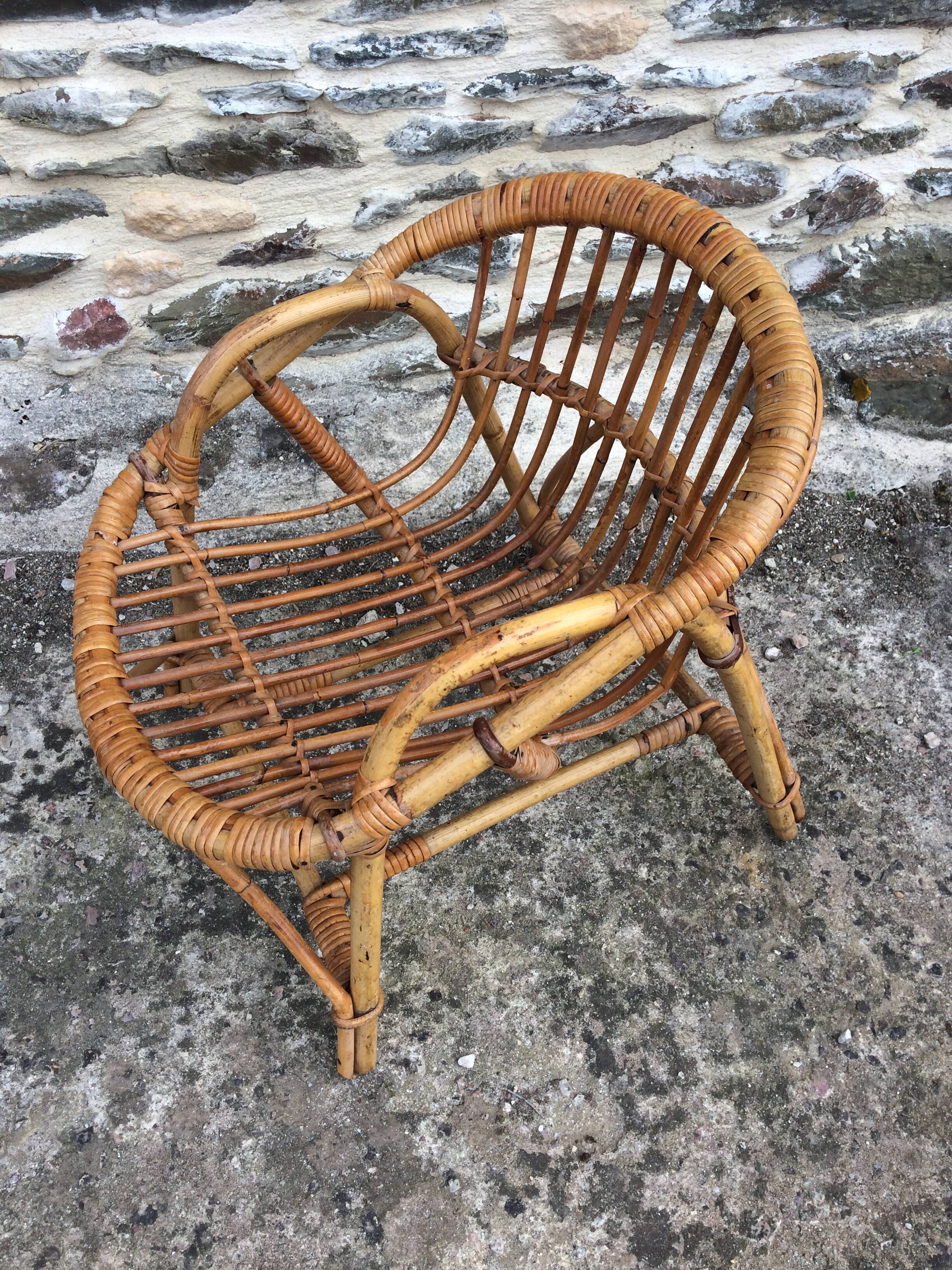 Childrens rattan chair