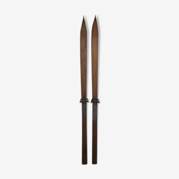 Pair of old wooden skis