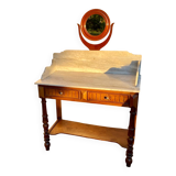 Antique white marble dressing table with drawer