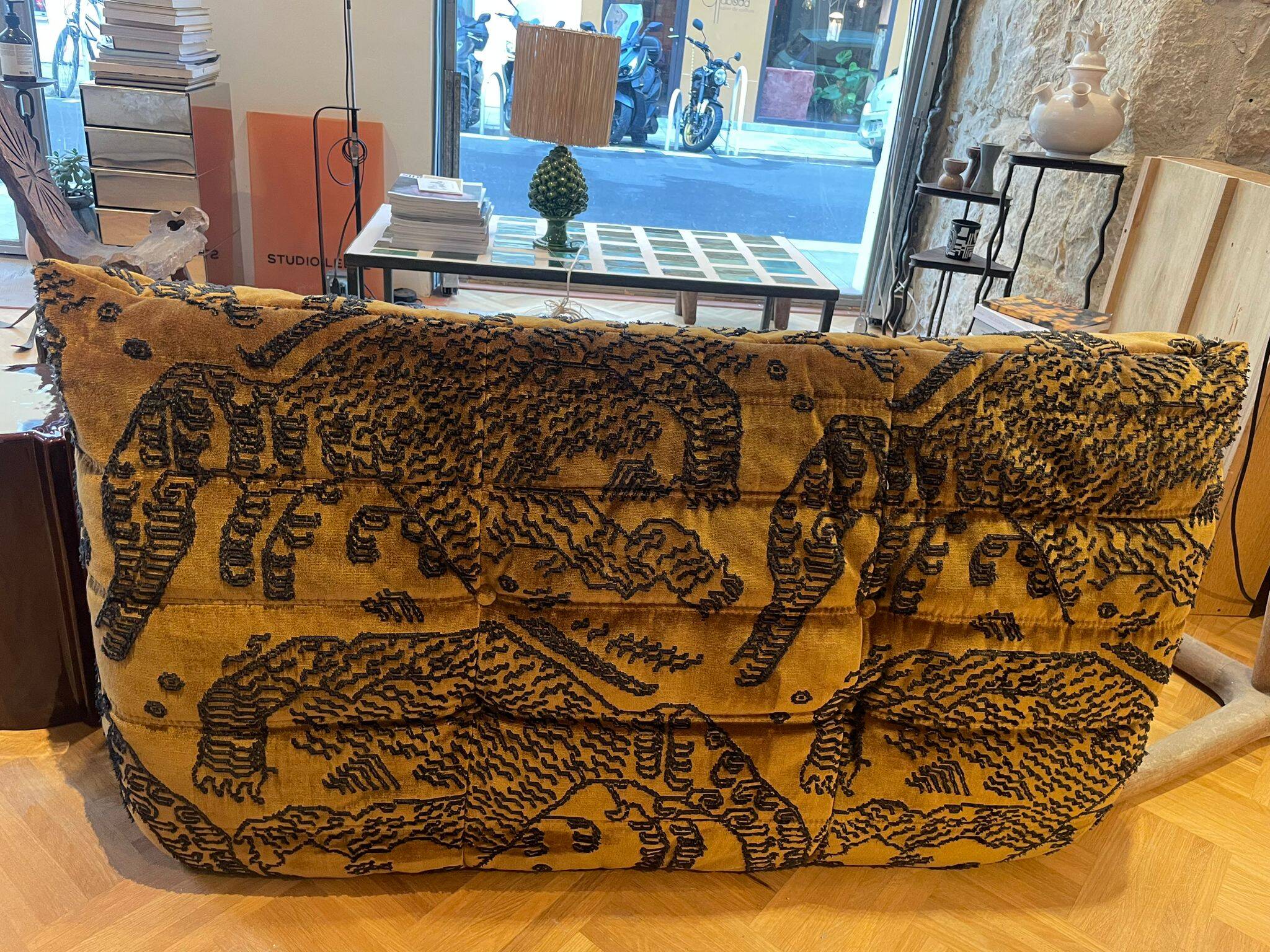 Togo 2-seater sofa Ligne Roset Mountain Tiger fabric by Dedar