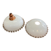 Pair of white glass pendant lights