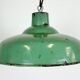 Industrial french green enamel factory lamp, 1960s