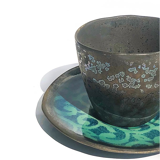 Cup and saucer bronze ceramic